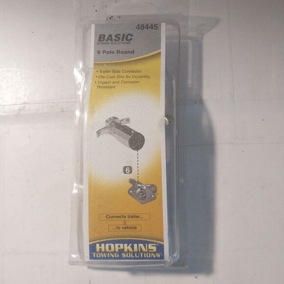 Hopkins 48445 Towing Solutions 6 Pole Round Trailer End Plug Metal Connector - Picture 1 of 2